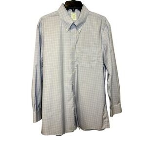 Brooks Brothers Mens Slim Fit Button Down Shirt 17-33 Blue Checkered
